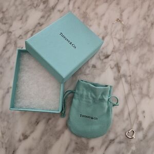 Tiffany & Co. Silver Heart Necklace with Blue Box and Pouch